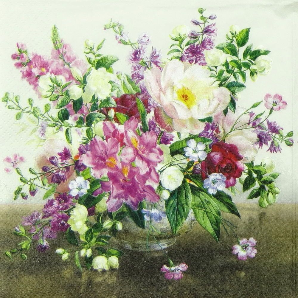 4x Paper Napkins for Decoupage Decopatch Craft Painted Pansy in Green