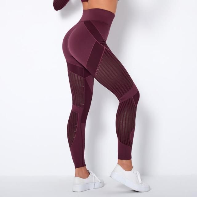 High Waist Seamless Leggings Pants Women Gym Push Up Leggins Sport Fitness Women Pants Gym Workout Jogger Leggings Fitness Pants - wine red leggings / M