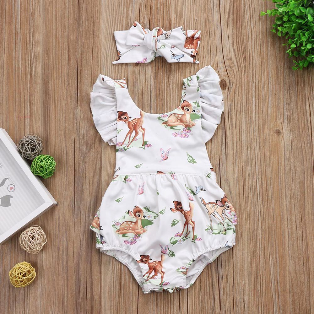 Toddler Sweet Infant Baby Girls Deer Romper Bodysuit Jumpsuit Outfits Clothes
