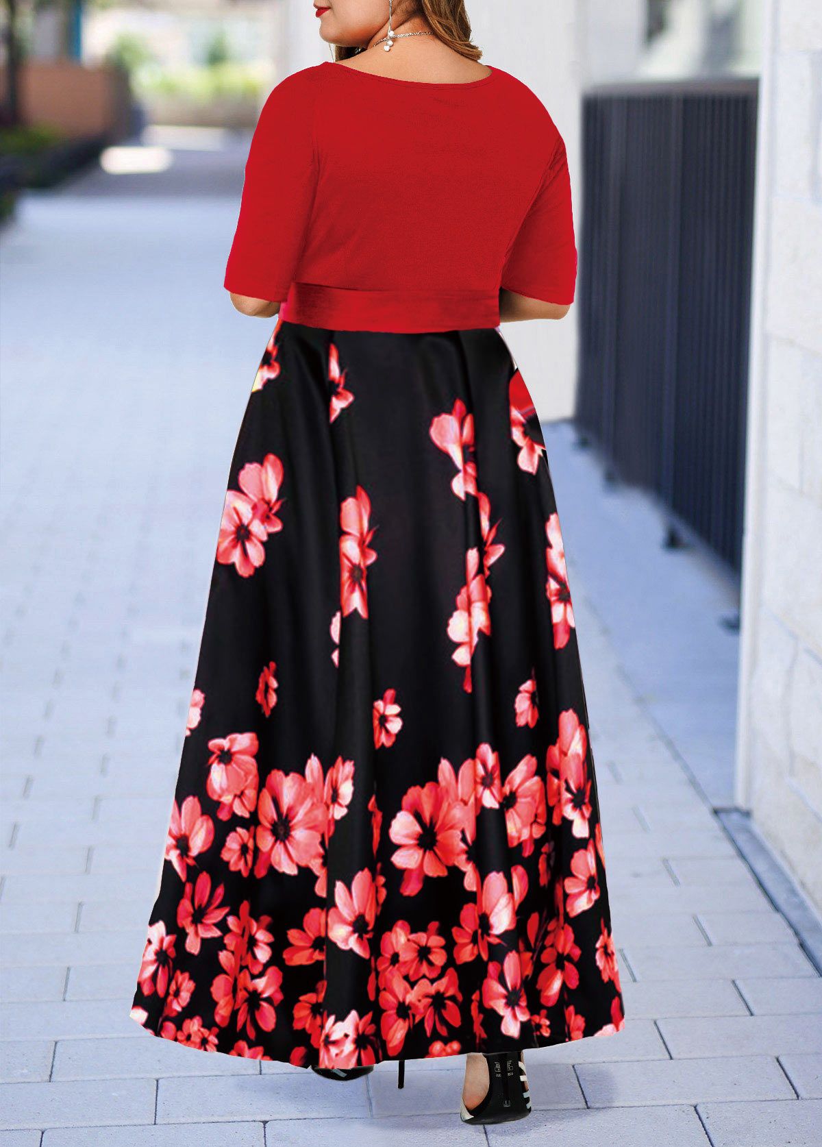 Flower Print Plus Size V Neck Dress | linkshe.com - USD $34.56 #nigeriandressstyles