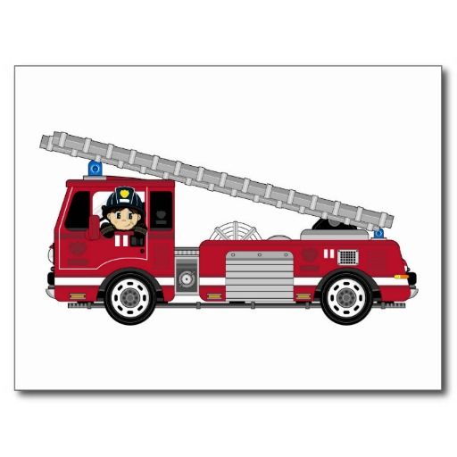 Cute Cartoon Fireman And Fire Engine Postcard Zazzle Com Avec