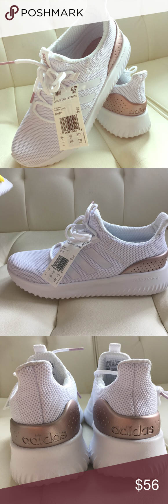 adidas cloudfoam white and rose gold