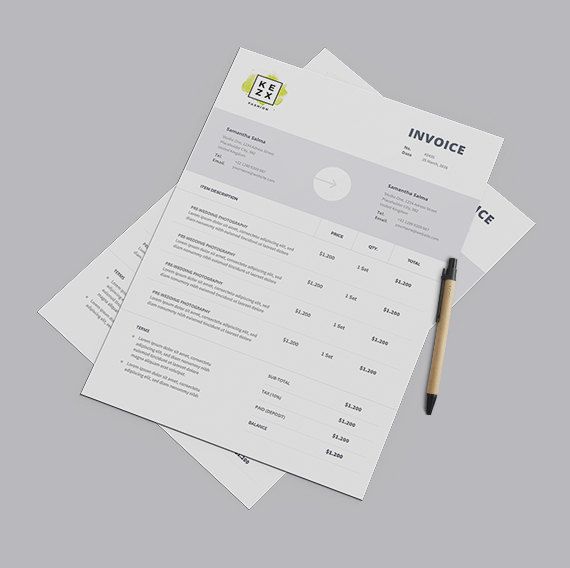 Invoice Template Receipt Ms Word Excel Auto Calculation Etsy Invoice Template Invoice Design Printable Invoice