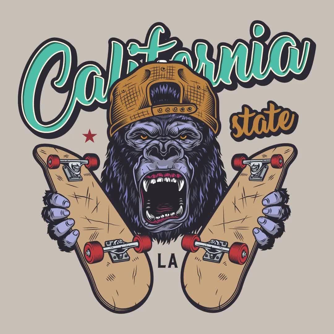 Gorilla with skateboards Gorilla with skateboards