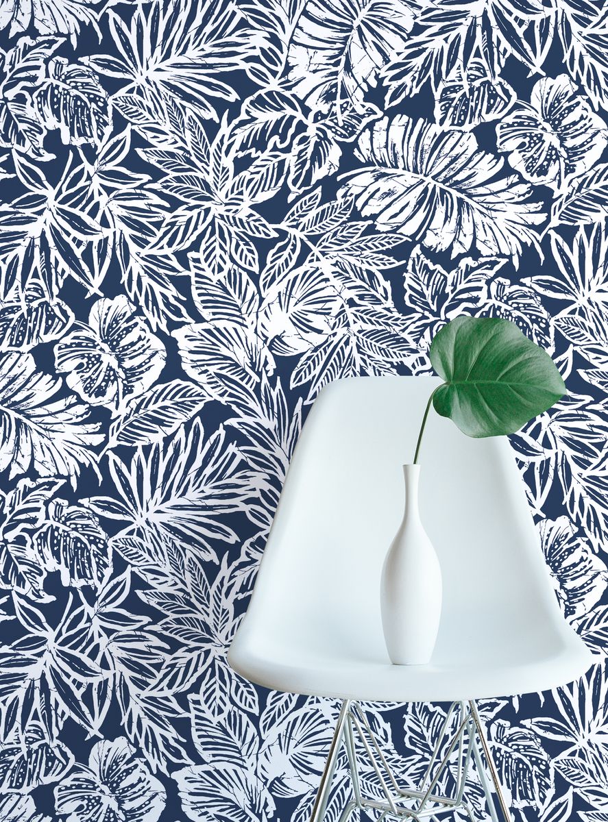 Blue Palm Leaves Peel And Stick Wallpaper Leaf Wallpaper Palm Leaf Wallpaper Wall Wallpaper