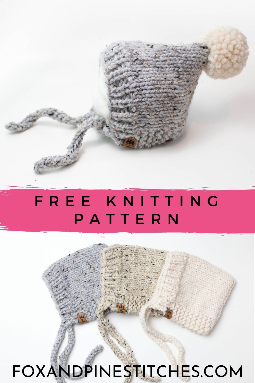 pixie bonnet hat knitting pattern for our chunky hat in all sizes newborn, baby, children and women. Easy knit project using chunky lion brand wool ease thick and quick yarn. Link to free blog version in the listing or purchase the ad-free pdf version. Baby Hat Knitting Patterns Free, Baby Hat Patterns, Newborn Baby Bonnet Pattern Free, Pdf Knitting Pattern, Knitted Hats, Crochet Hats, Crochet Baby Bonnet, Quick Knits, Yarn Projects