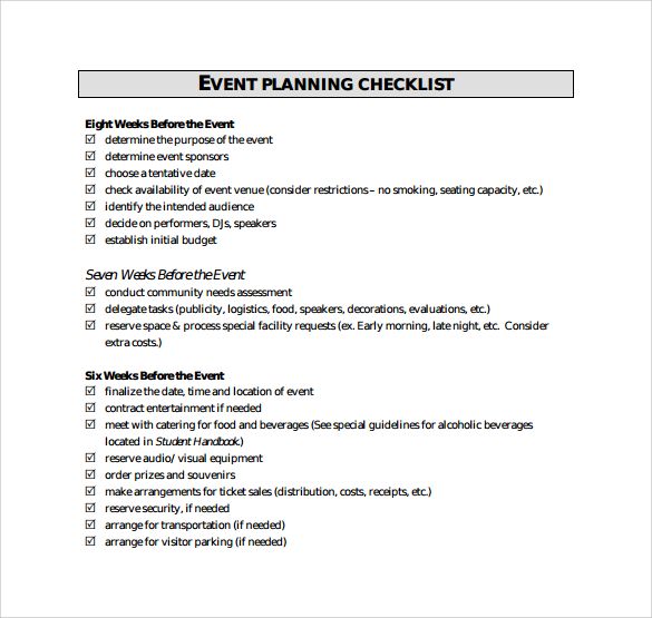 Event Planning Checklist 7 Download Free Documents in PDF EwCXII6W