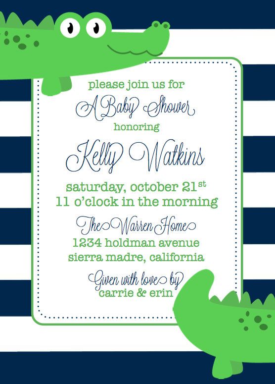 Alligator Baby Shower Invitation Gators Navy And Green Themes Alligator Baby Shower Invitation By Ashleyspartypretties On Etsy 15 00