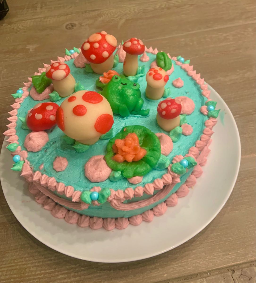 images Mushroom Cake Frog Cake Aesthetic cute little frog and mushroom cake
