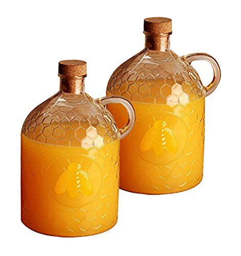 Set of 2 Circleware Honey Bee 2 Liter Glass Jug Pi Set of 2 Circleware Honey Bee 2 Liter Glass Jug Pi