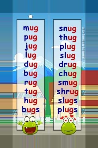ug words – FREE Printable wordlists – Ideal for phonics lessons and phonics revision.