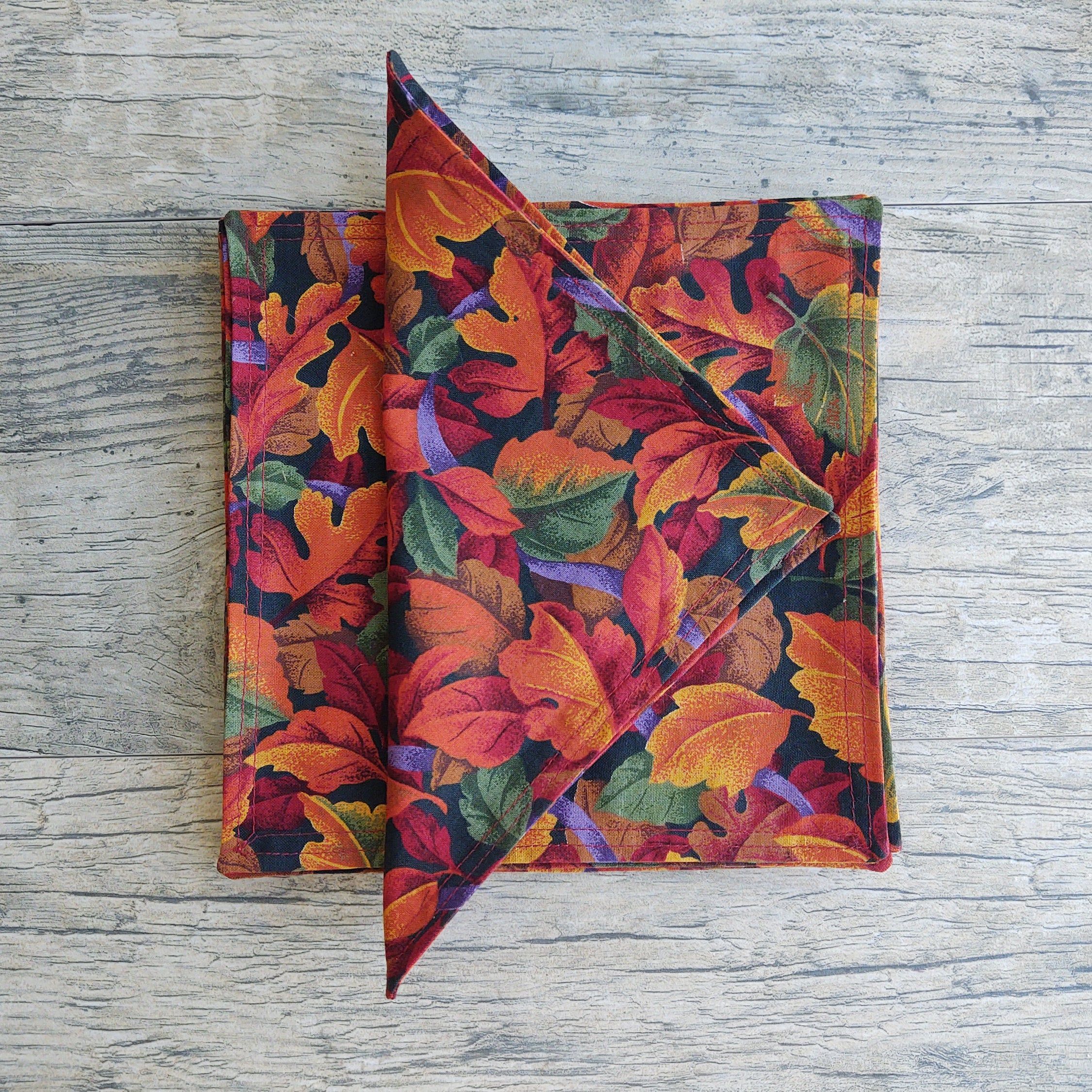 Hand-Made Leaf-Patterned Batik Napkins Set of 4