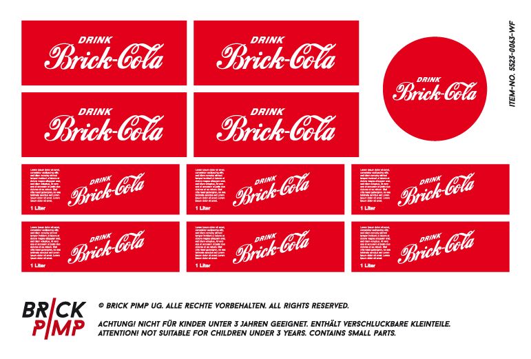 Cola With Box Stickerdecal Suitable For Lego 1x1x1 1x2x3 Bricks