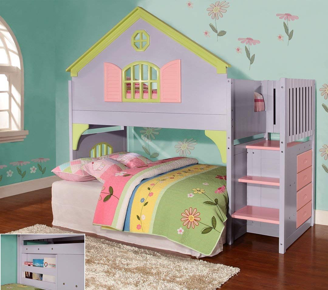 Twin Doll House Stair Step Loft Girls loft bed, Kids