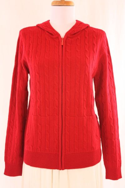 Shephe 4 Ply Womens Cashmere Jacket with Hoody Cable Knit