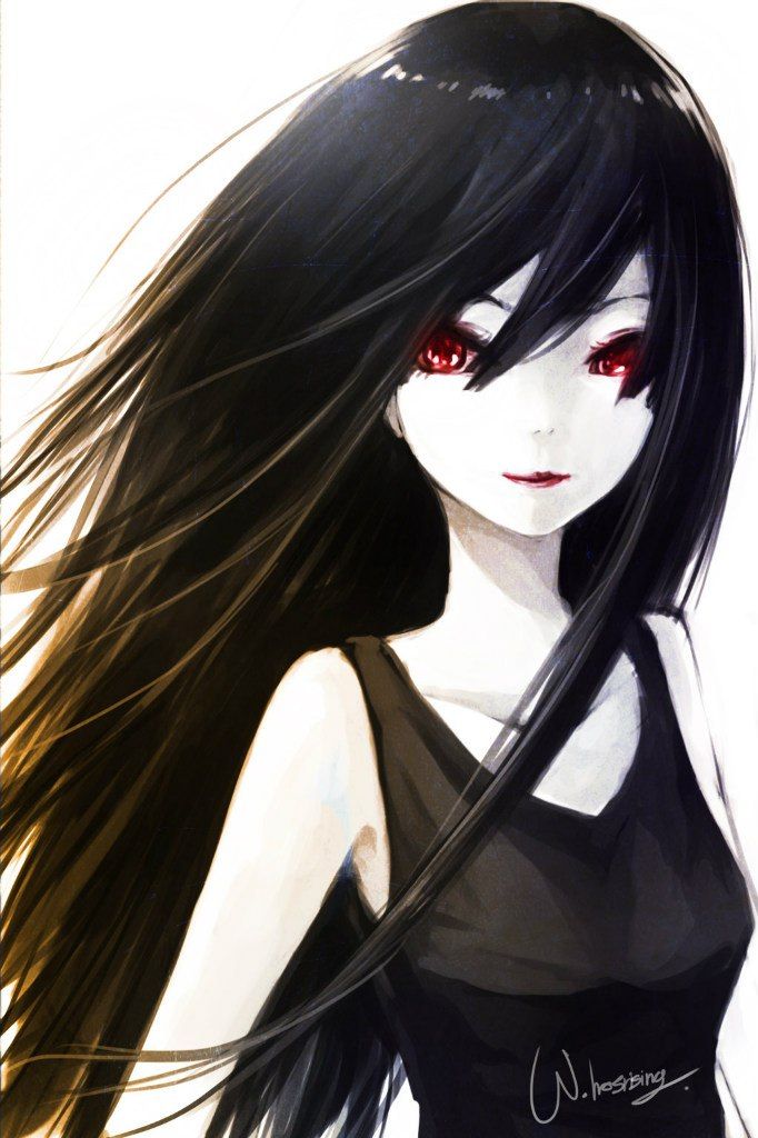 Emo anime girl with black hair