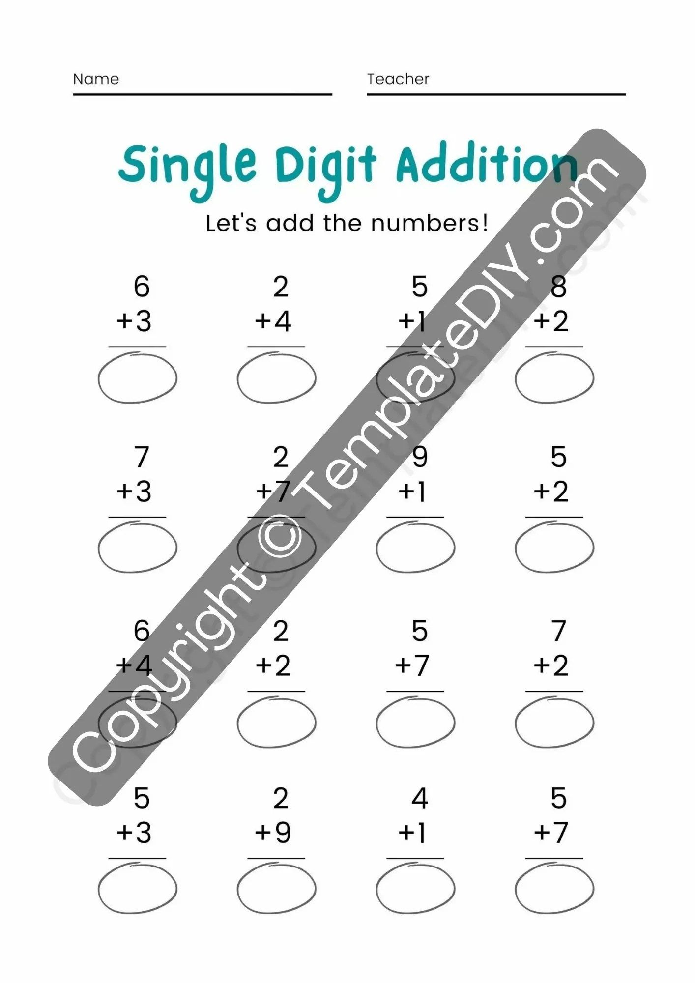 1st Grade Math Worksheets Blank Printable Template in PDF & Word in 2022 1st grade math