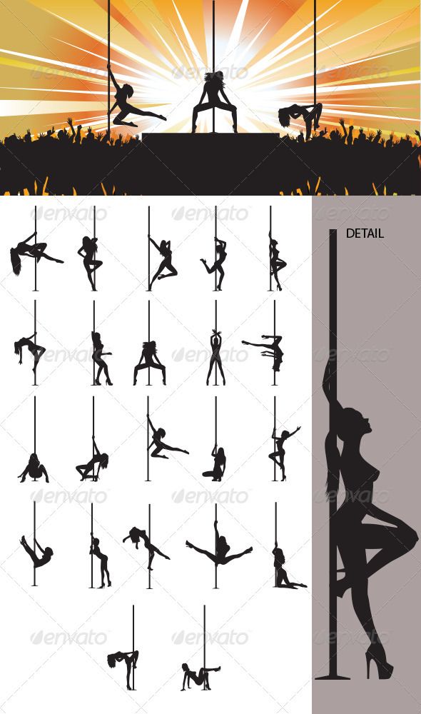 Pole Dancer Silhouette #GraphicRiver Nice and High Detail vector silhouette. In this files include ai and eps version. you can open it with adobe illustrator cs and other vector supporting applications. i hope you like my design, thanks visit my silhouettes collection graphicriver /collections/3119286-silhouettes Created: 1November12 GraphicsFilesIncluded: VectorEPS #AIIllustrator Layered: No MinimumAdobeCSVersion: CS Tags: beauty #dance #dancer #dancing #entertainment #girl #hai Pole Dance Moves, Pole Dancing Fitness, Pole Fitness, Dance Poses, Dance Silhouette, Silhouette People, Tattoo Bailarina, Pole Tricks, Dancing Drawings