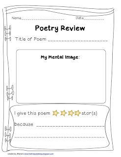 poetry response sheets grade one - Google Search | Poetry, Writer