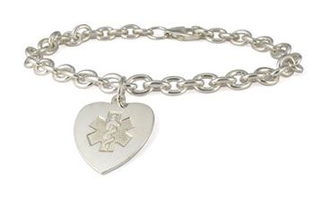 Sterling Silver Heart Charm Medical Id Bracelet Full Size My Style Sterling Silver Embossed Heart Charm Bracelet