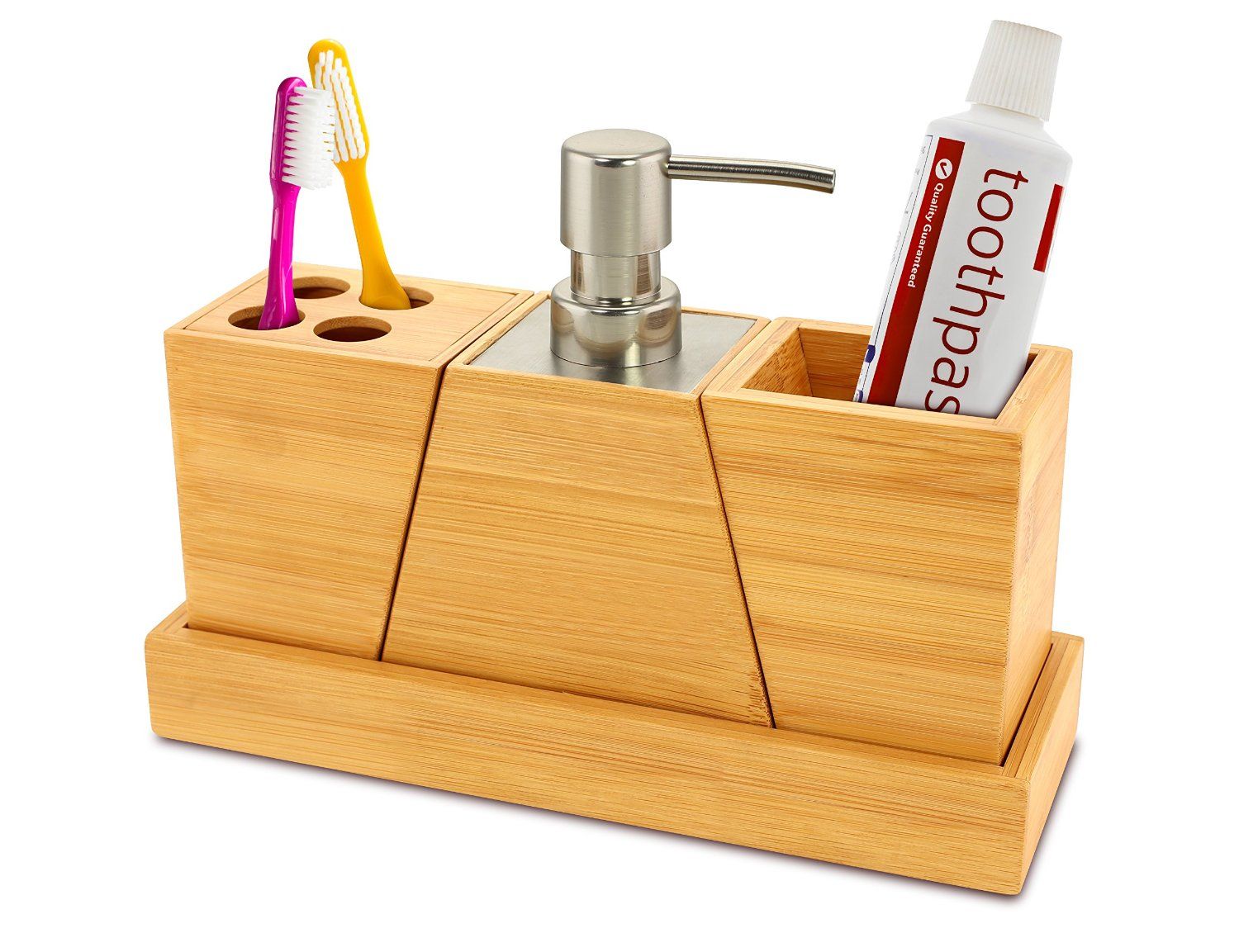 Elegant And Stylish Bamboo Bathroom Set Home Kitchen Kovot Elegant And Stylish Bamboo Bathroom Set Home Kitchen