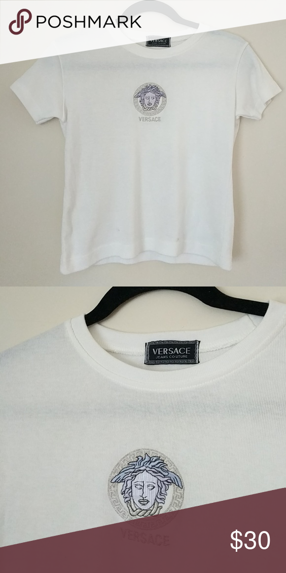 Versace jeans couture white tee shirt Cropped white T shirt Versace jeans couture white tee shirt Cropped white T shirt