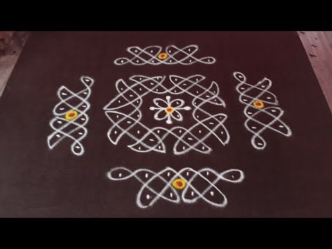 6 Dots Melikala Muggu With Side Muggu | Sikku Kolam | Border Design with 6 Dots | Chikku Muggulu - YouTube Simple Rangoli Border Designs, Rangoli Designs Latest, Rangoli Borders, Rangoli Kolam Designs, Small Rangoli Design, Rangoli Ideas, Rangoli Designs Flower, Free Hand Rangoli Design, Rangoli Designs With Dots