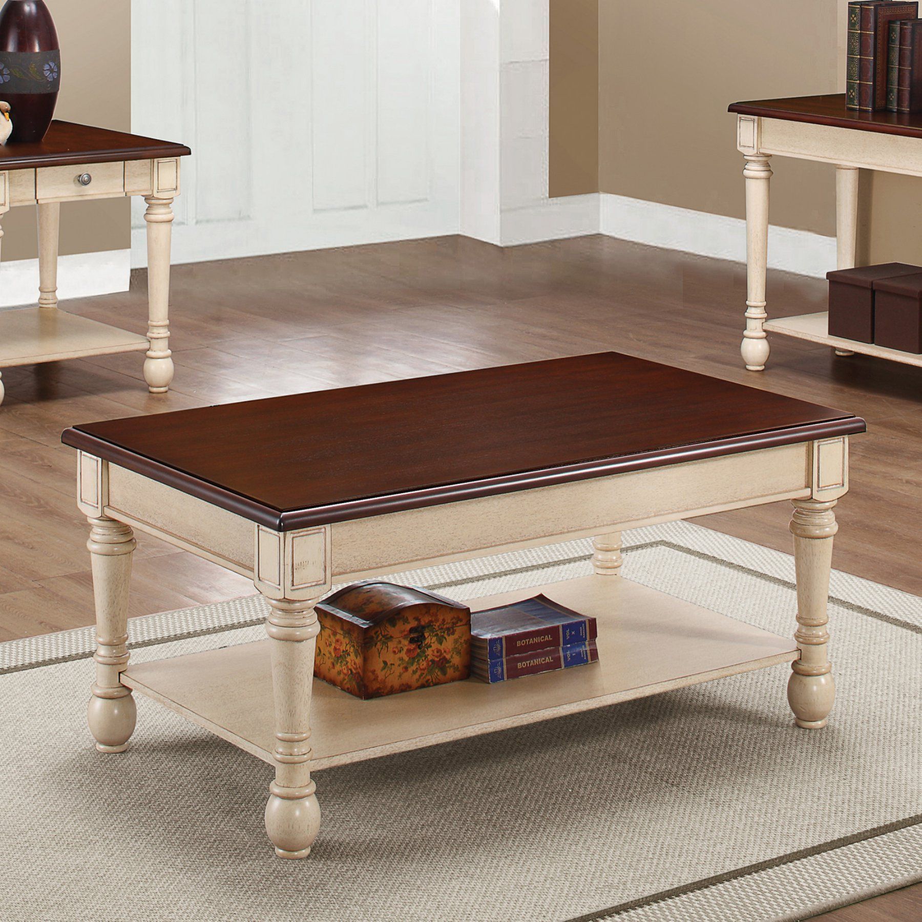 Coaster Furniture Wood Coffee Table With Dark Brown Top And - Coaster Furniture Wood Coffee Table With Dark Brown Top And