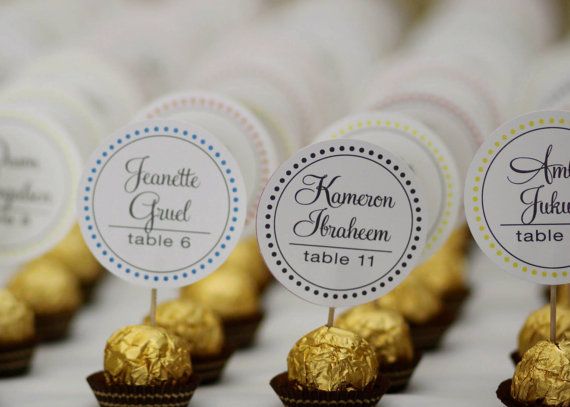 Pin By Kaylee Pridmore On Wedding Ideas Unique Receptions Place Cards Chocolate Favors Wedding Place Cards
