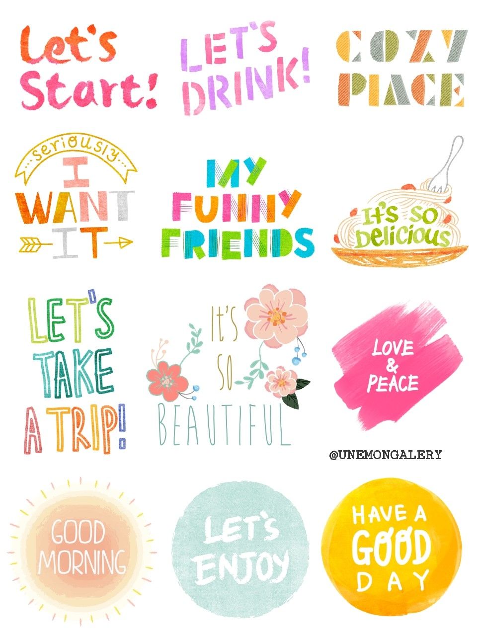 free stickers colorful printable messages aesthetic