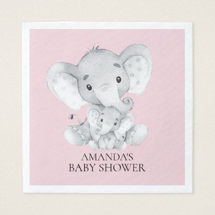 Elephant Girls Baby Shower Paper Napkins Zazzle Com Baby Shower Paper Elephant Baby Shower Boy Neutral Baby Shower