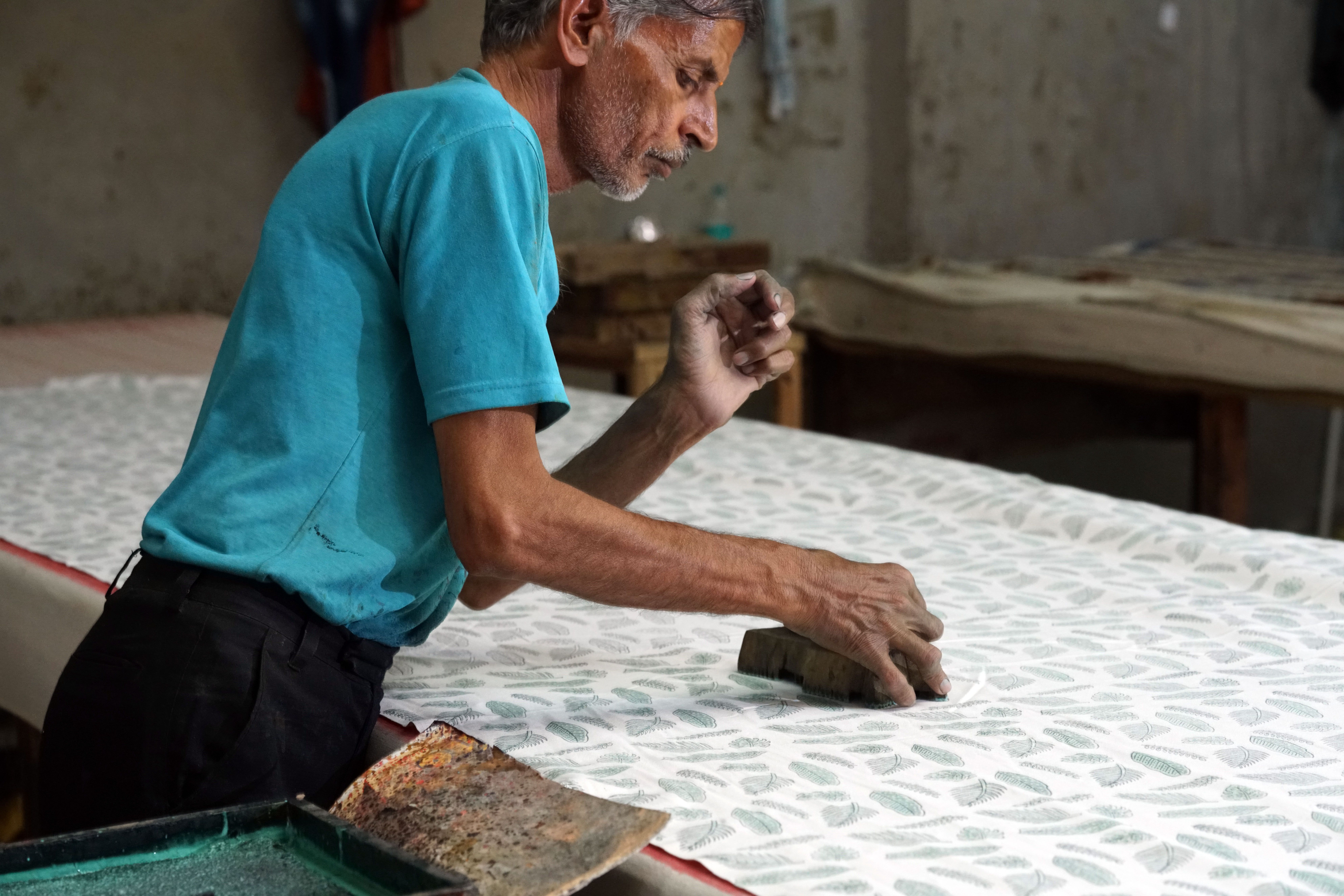 Hand block printing natural dyes printing process printing on fabric