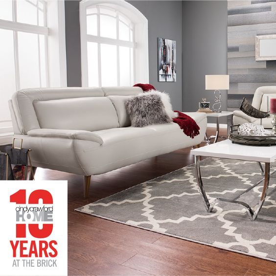 The Midcentury Inspired Roxy Leather Look Sofa By Cindy Crawford Home Add Some Glam With Luxe Accessories Or Take A M Furniture Formal Living Rooms Decor The Midcentury Inspired Roxy Leather, Cindy Crawford Leather Sofa The Brick