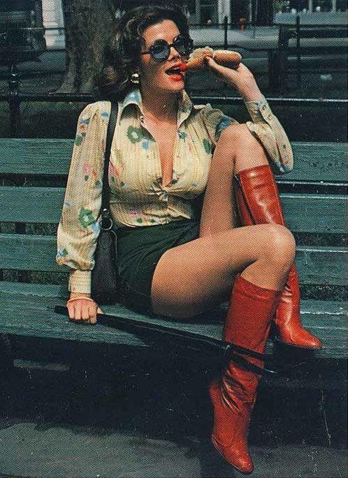 Just a lady in red vintage boots eating a hot dog 1970s Boots Porn - Just a lady in red vintage boots eating a hot dog