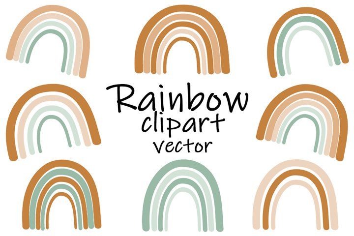 Download Set stylized rainbow brown and green vector illustration ...
