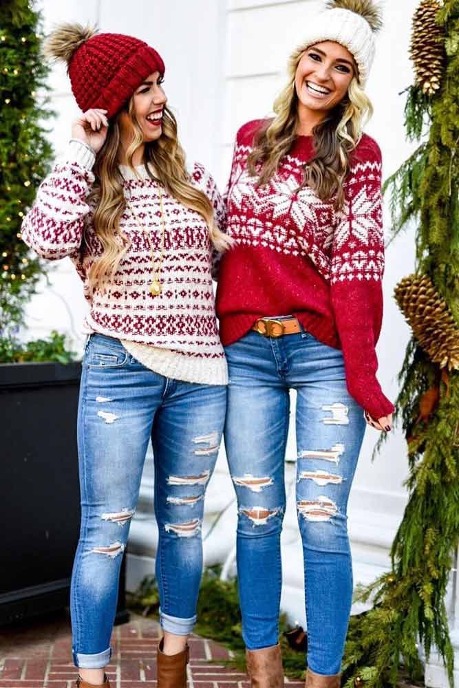 21 Christmas Sweaters You’ll Totally Want to Wear This Year ★ Newest Christmas Sweaters picture 2 ★ See more: http://glaminati.com/christmas-sweaters-wear-this-year/ #fashion #style #outfitidea #christmassweater Christmas Fashion Outfits, Christmas Sweater Outfits, Christmas Outfit Casual, Xmas Outfits, Womens Christmas Sweaters, Christmas Style Clothes, Casual Holiday Outfits Christmas, Holiday Outfits Women, Holiday Sweaters