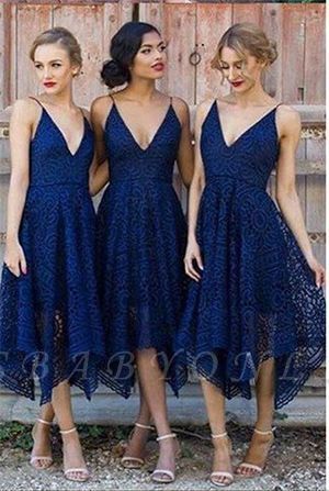 Sleeveless A-Line Bridesmaid Dresses | V-Neck Lace Wedding party dresses #lacebridesmaids