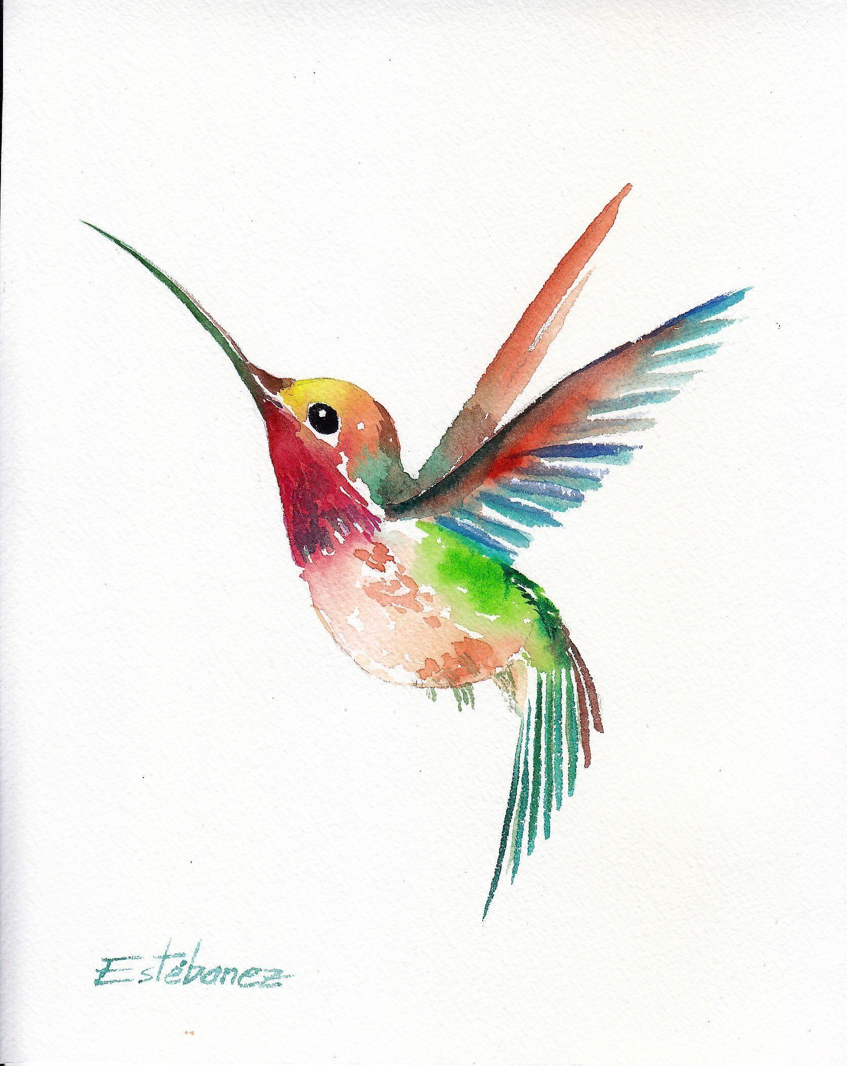 Original Watercolor Painting Hummingbird Home Decor Fine Art Original Watercolor Painting Hummingbird Home Decor Fine Art