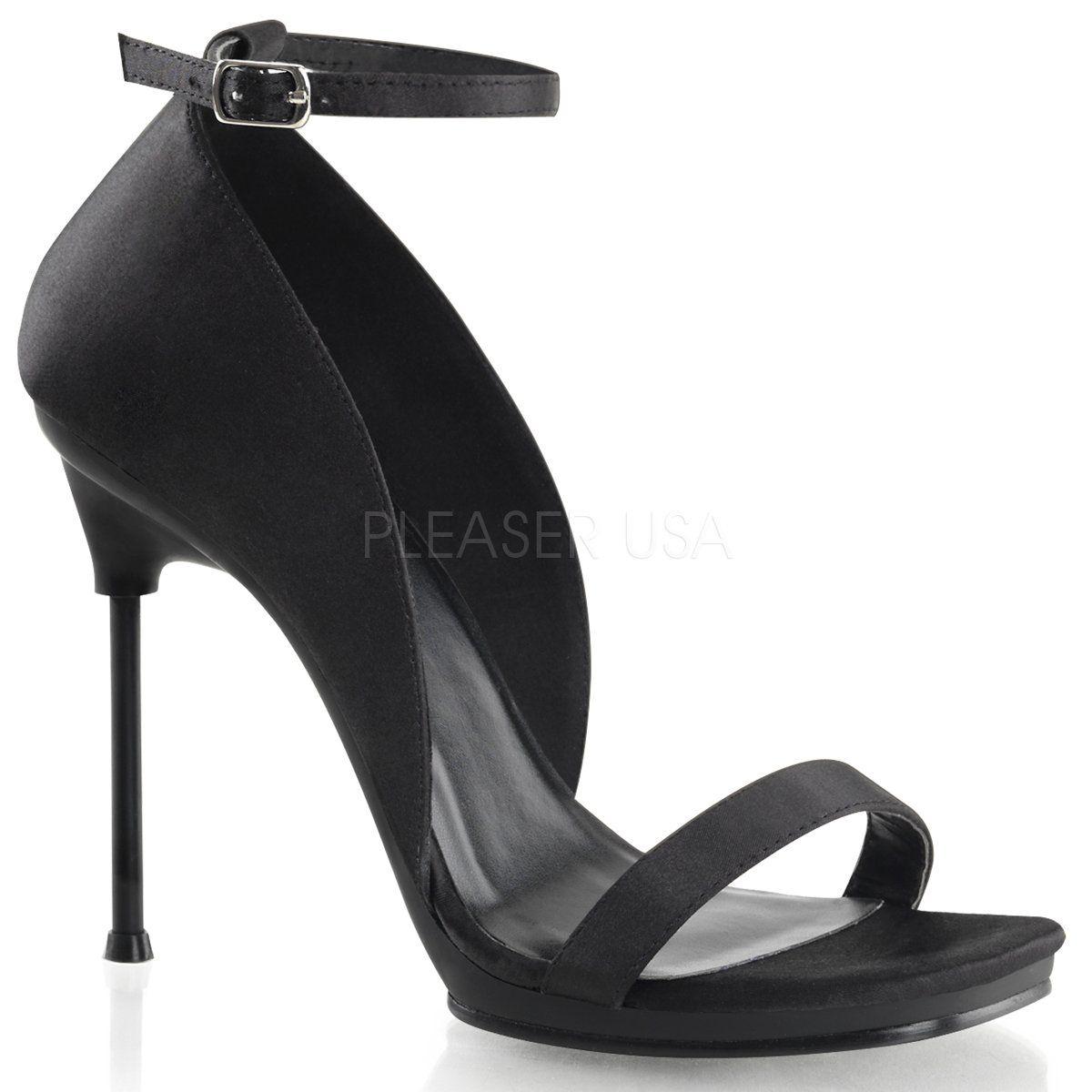 PLEASER Stiletto High Heels Open Toe Closed Back Patent Sandals AMUSE-15 Black