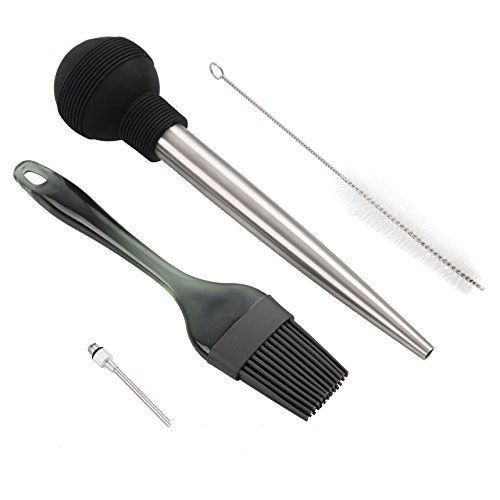 finnkare turkey baster syringe stainless steel meat marinade baster finnkare turkey baster syringe stainless steel meat marinade baster injector large capacity with silicone bbq basting pastry oil brush