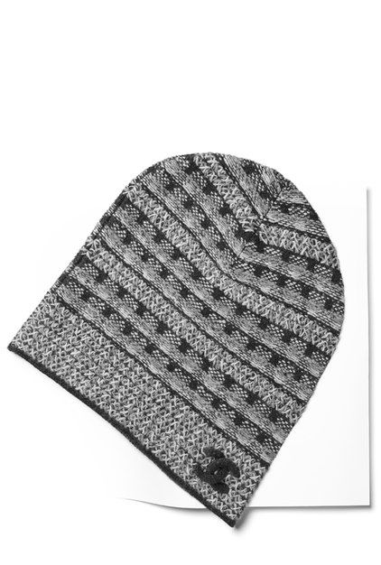 Bonnet, cachemire \u0026 fibre métallisée,gris , CHANEL