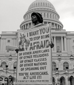 Anti-Racist advert poster reproduction. I want you to stop being afraid