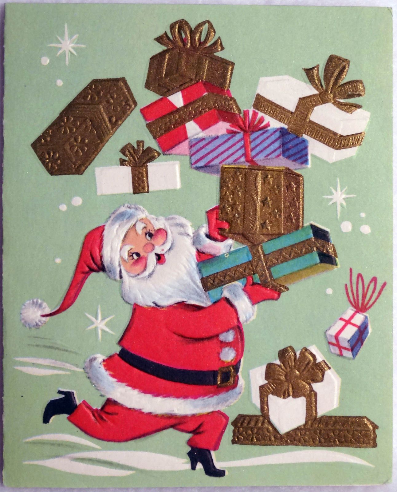 #361 50S Mid Century Modern Santa Claus Vintage Christmas Greeting #361 50S Mid Century Modern Santa Claus Vintage Christmas Greeting