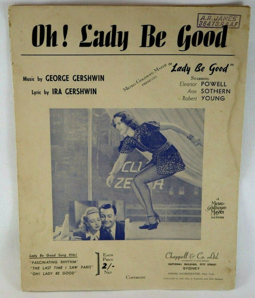 oh lady be good 1924 sheet music eleanor powell ann sothern ebay cool lyrics sheet music book ann sothern