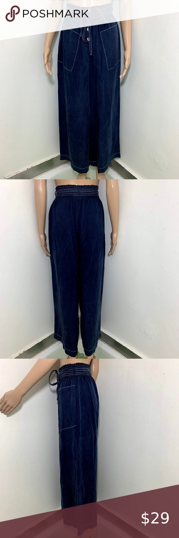 A Loves A Wide Leg Palazzo Pants Size M Blue Boho in 2020 | Wide leg palazzo pants, Blue boho