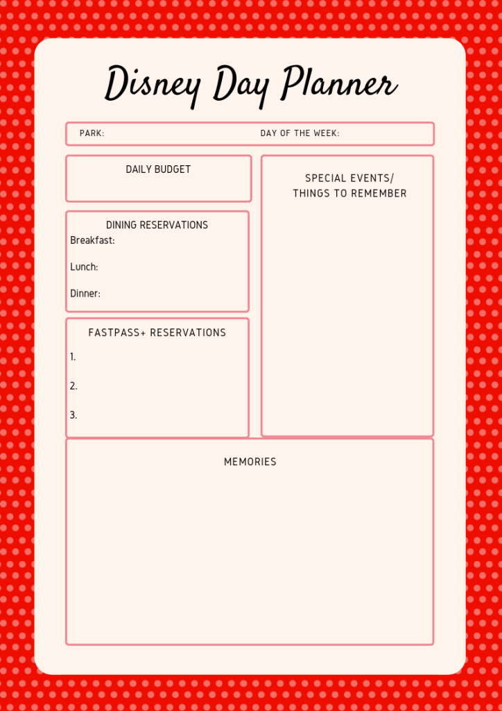 walt disney world packing list bonus planner