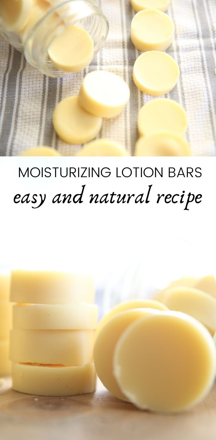 Learn how to make the easiest homemade lotion bars with essential oils. These bars are perfect for everyone in the family and make a perfect handmade gift. Homemade Lotion Bars, Lotion Bars Recipe, Diy Lotion, Homemade Soap Recipes, Homemade Bath Products, Diy Natural Products, Diy Food Recipes, Bars Recipes, Easy Homemade