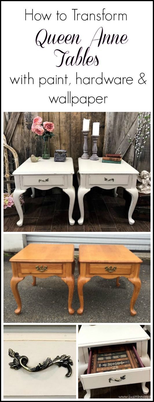 Painted End Tables With Removable Drawer Liner Queen Anne Furniture Refinished Painted End Tables With Removable, Queen Anne End Tables Drawer