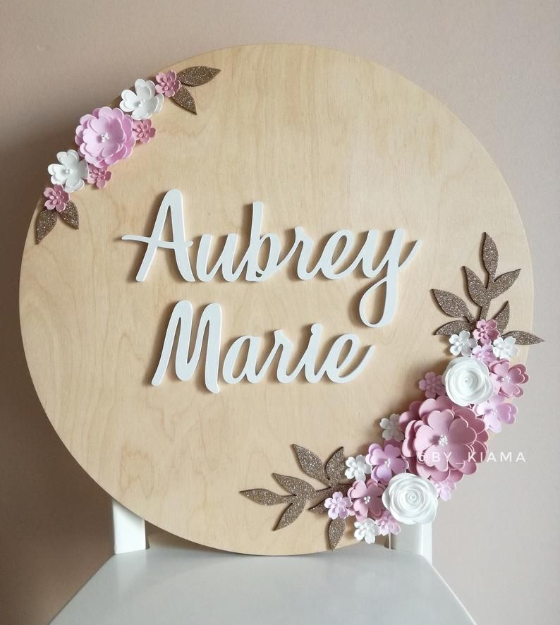 PRINTABLE Personalized Baby Girl Nursery Name Sign Simple Minimalist Boho Retro Flowers Theme Bedroom