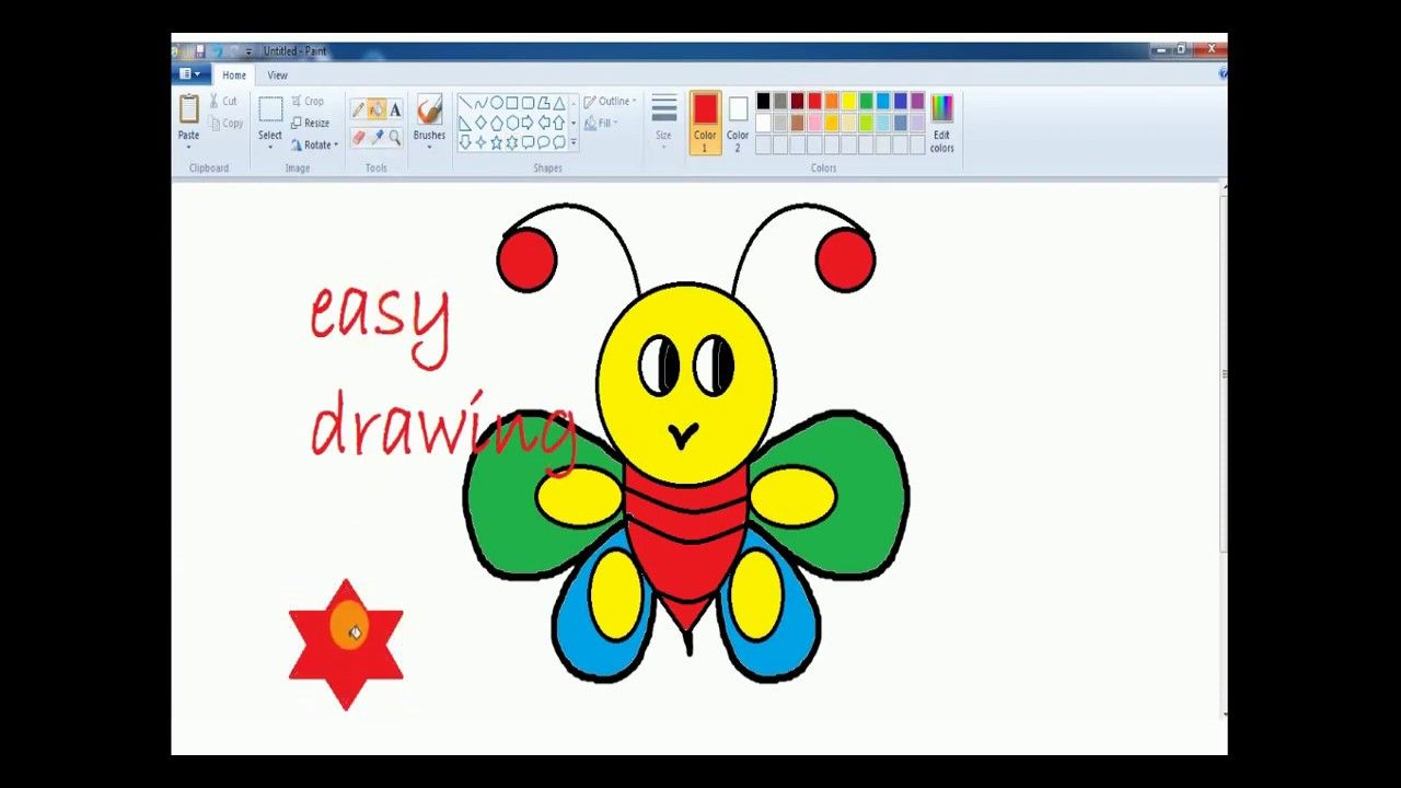 Ms Paint How To Erase One Color Images/Pictures How To Draw A Butterfly In Ms Paint Made Easy In 2020 Colorful Rangoli Designs Big Rangoli Designs Rangoli Border Designs